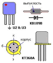 Распиновка пьезокерамического фильтра, варикапа и транзистора