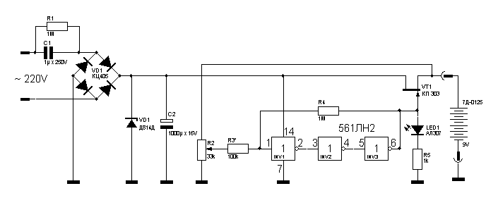  Схема зарядного устройства для 7Д-0,125 